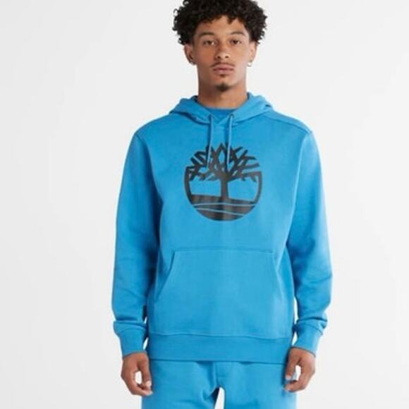 Timberland Men Tree Logo Hoodie Bright Blue Medium Regular Fit Graphic - Picture 1 of 7